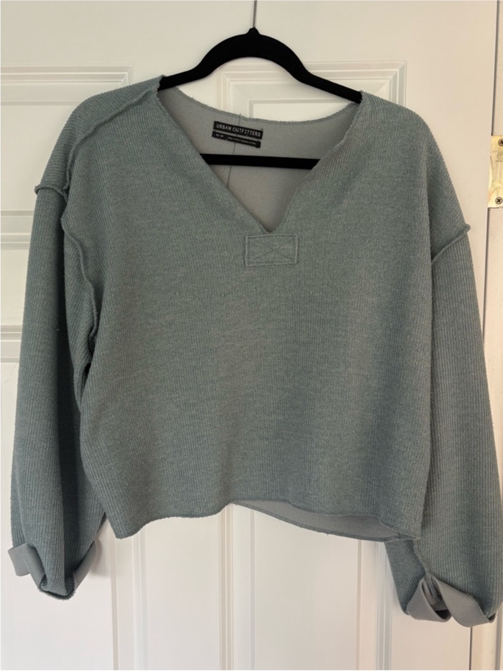 Urban Outfitters Sage Green V‑Neck Long Sleeve Tee